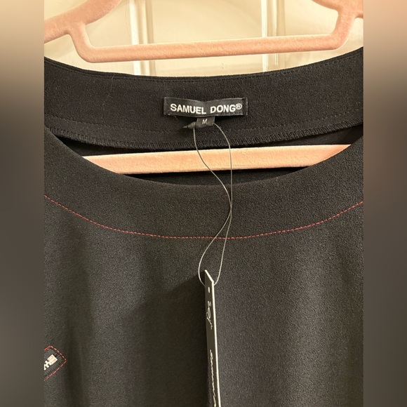 Samuel Dong NWT Black Zipper Sheath Dress 3/4 Sleeves Size M - Picture 5 of 11